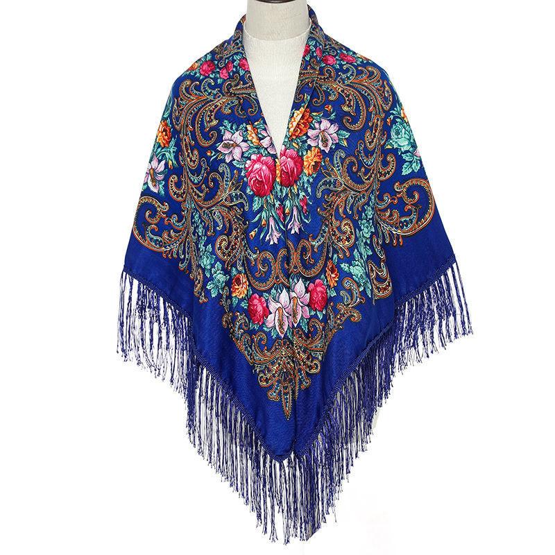 Women's Outer Printed Ethnic Style Tassel Shawl