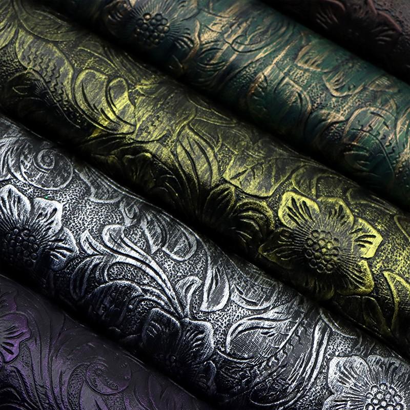 50x137см Синтетическая Ткань Цветочный Узор Металлическая Искусственная Кожа Лист Рельефная Текстура Вихрь Материал DIY Серьги Бант для Волос