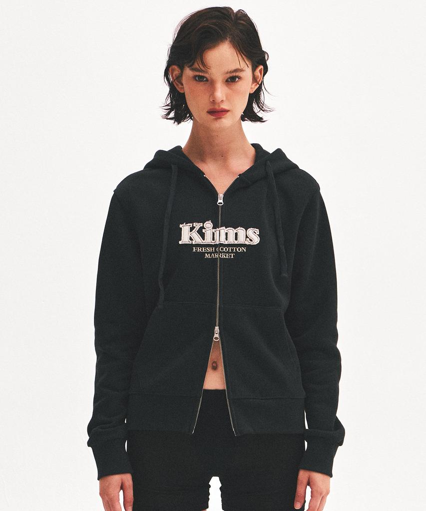Свежий Хлопковый Рынок Кимс (унисекс) Kims Bam Приложение Толстовка на молнии Черная