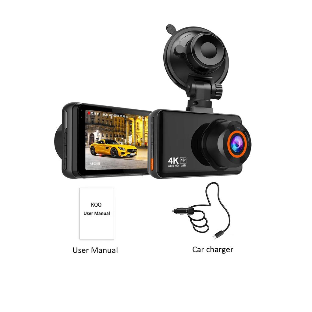 Dual-lens 4K WiFi GPS Car Driving Recorder Automatic Driving Recorder Time-lapse Video Built-in Supports 24-hour Parking Monitor