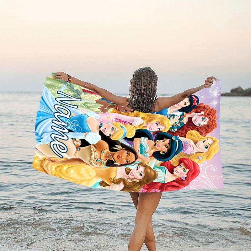 1pc Princess1 Beach Towel with Custom Name, Beach/Swimming/Bath/Picnic/Camping Towel, Suitable for Seaside Beaches