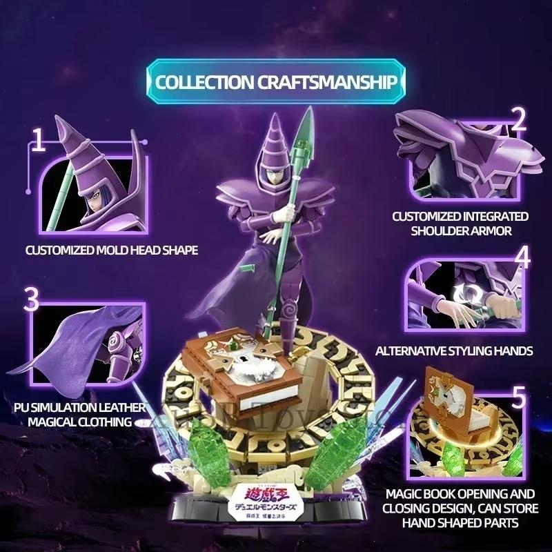 Нетоксичная фигурка-конструктор Dark Magician из анимации Yu-Gi-Oh, собранная, настольная, образовательная игрушка, модель, украшение, подарок