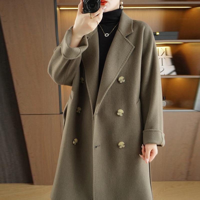 Женское пальто из 100% шерсти TIDENOVEL Осеннее шерстяное длинное пальто Ручной работы Пальто-бушлат Зимняя теплая шерстяная длинная куртка Пальто