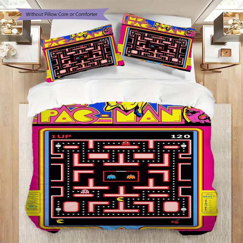 Classic PacMan Maze Adventure Bedding(1 * duvet cover + 2 * pillowcase, without core) Soft and comfortable Christmas birthday gift Bedding set
