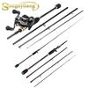 Кастинговая удочка и кастинговые рыболовные катушки, 4 секции, портативная удочка из углеродного волокна