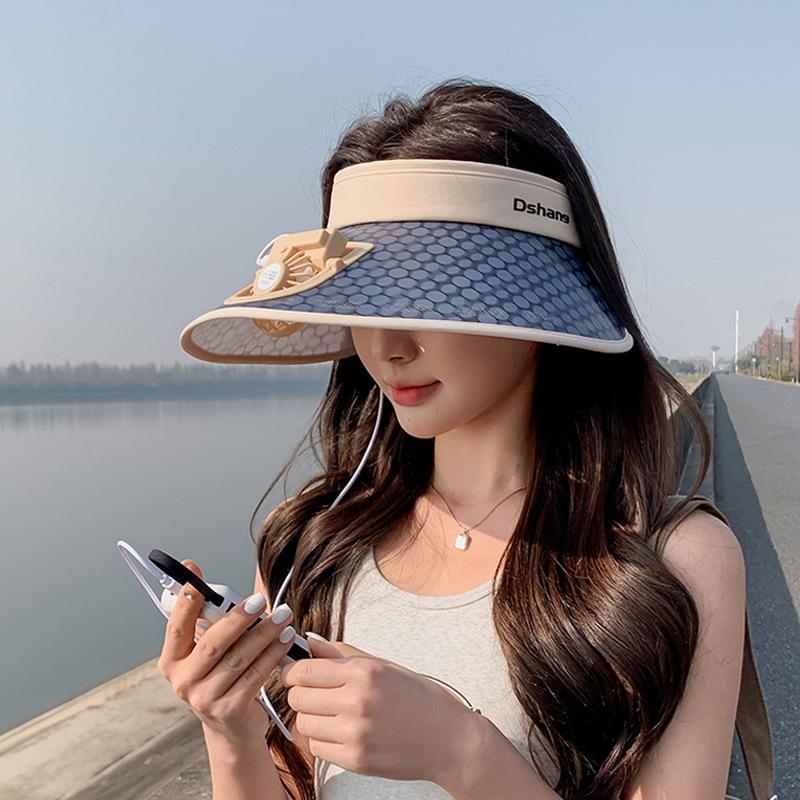 Летняя уличная шляпа от солнца для детей с широкими полями и вентилятором, перезаряжаемая шляпа с открытым верхом, универсальная модная шляпа от солнца