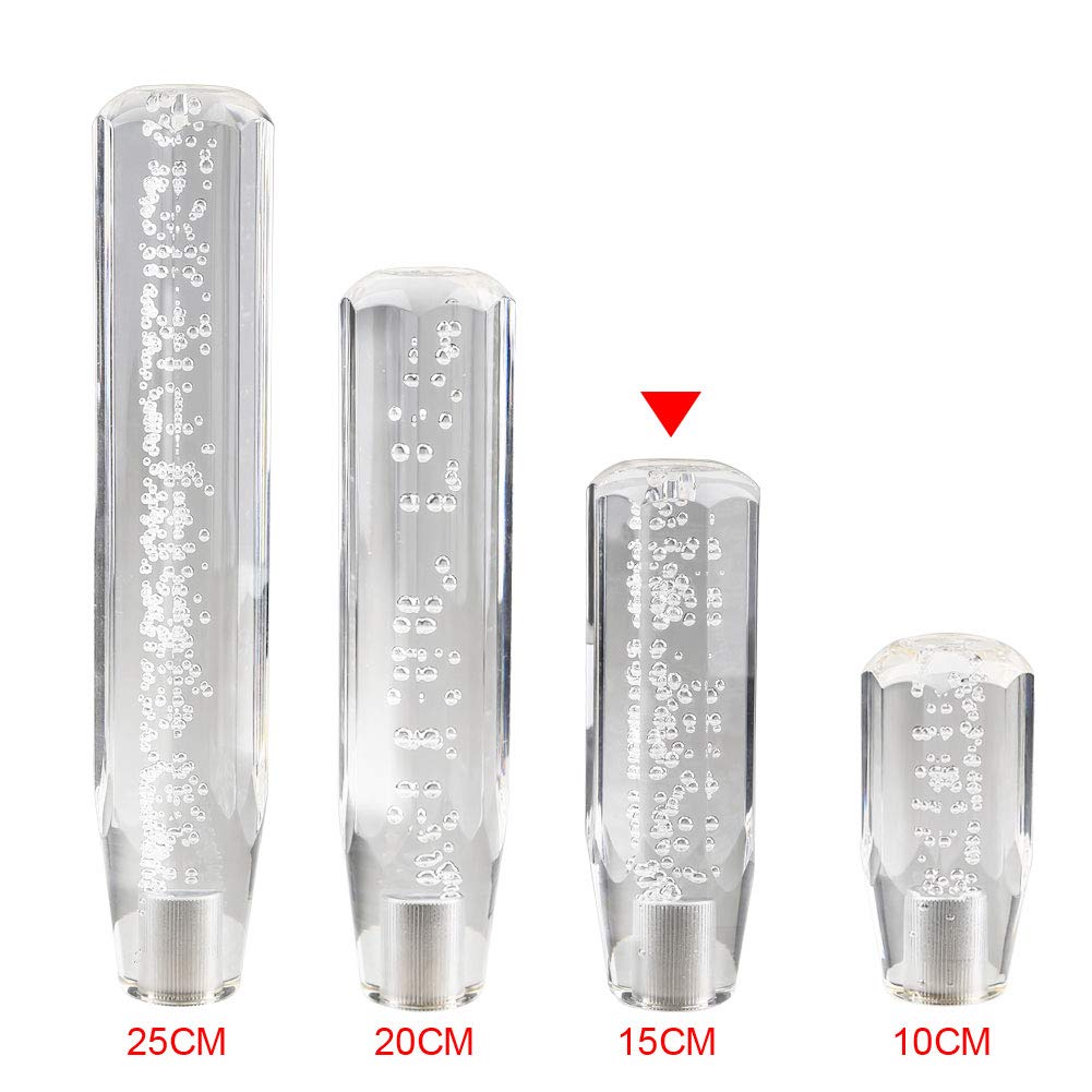 ADPOW Универсальная хрустальная ручка переключения передач Пузырь Восьмиугольная 150 мм Белая с 3 переходниками Содержит освежающие пузыри с сверкающей прозрачностью