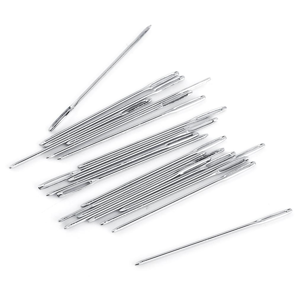 20 шт серебряные большие круглые вязальные иглы для вышивания, длина 52 мм