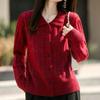 Navava Women Soft Ribbed Plain Basic Collar Long Sleeve Knit Cardigan Nk3342