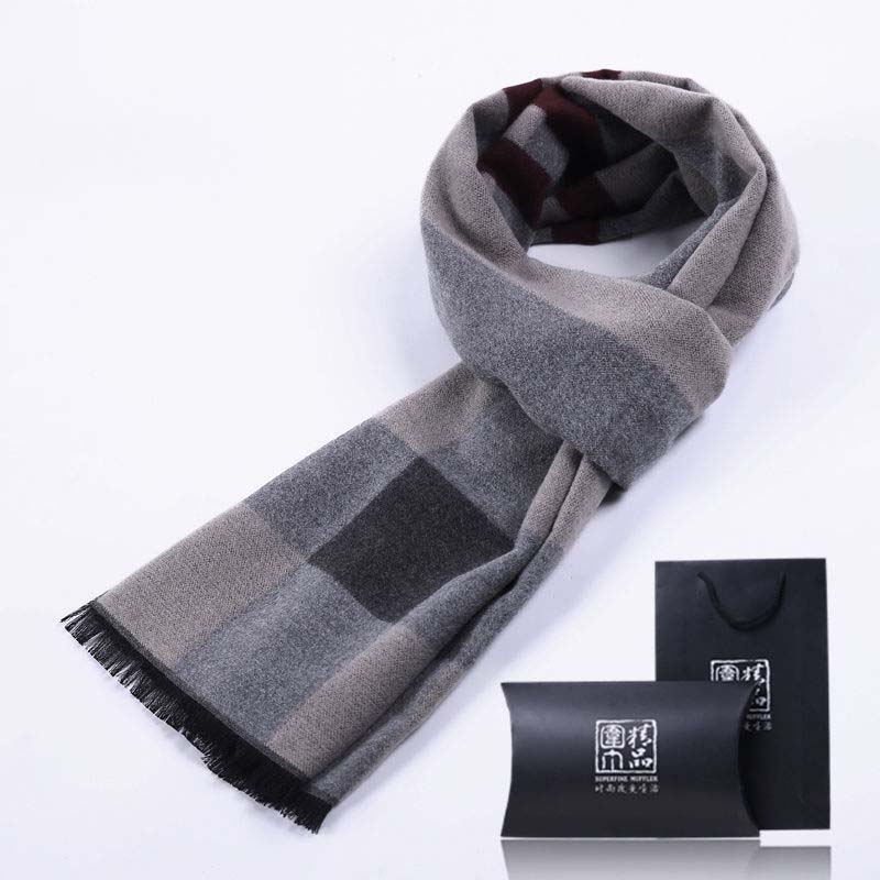 Осенние и зимние мужские шарфы, толстый теплый шарф для молодых мужчин среднего возраста