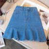 MODIQUE, летние шорты, юбка, женская эластичная свободная повседневная базовая женская юбка трапециевидной формы, милая однотонная джинсовая юбка с высокой талией и оборками