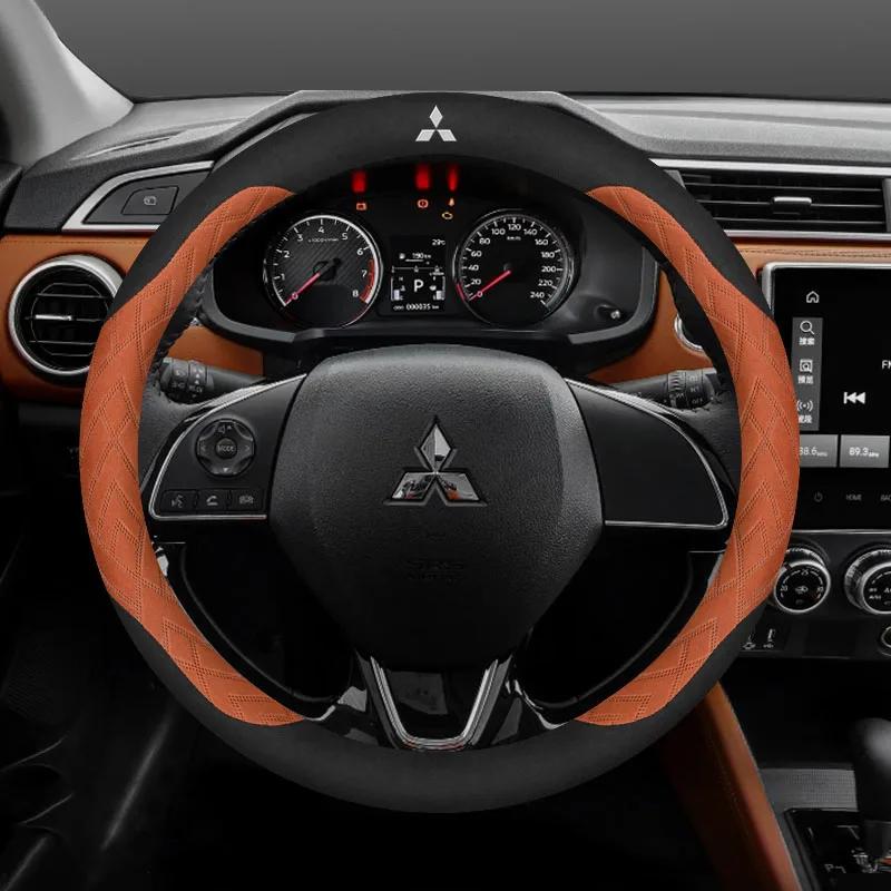 Для Mitsubishi Outlander Pajero Asx Colt Lancer Delica Evolution L200 Triton RALLIART Противоскользящая замшевая оплетка на руль автомобиля