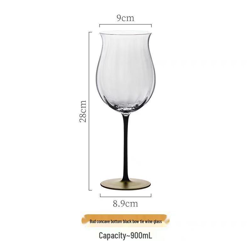 Black Stem Burgundy Crystal Wine & Champagne Glasses