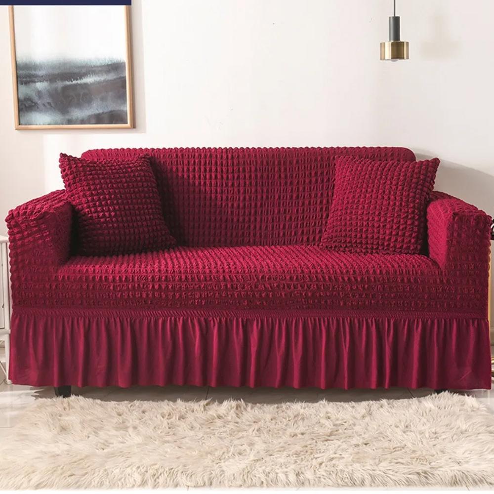 High Elastic Bubble Grid Sofa Cover Full Coverage Seersucker Skirt Pet Anti Dirt Washable High Elastic Durable Betræk Til Sofa