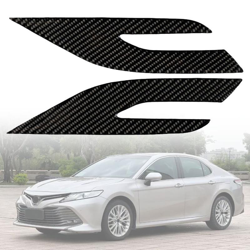 2pcs Car Headlight Eyebrow Eyelid Stickers Cover Trim ABS Carbon Fiber for Toyota Camry 2018-