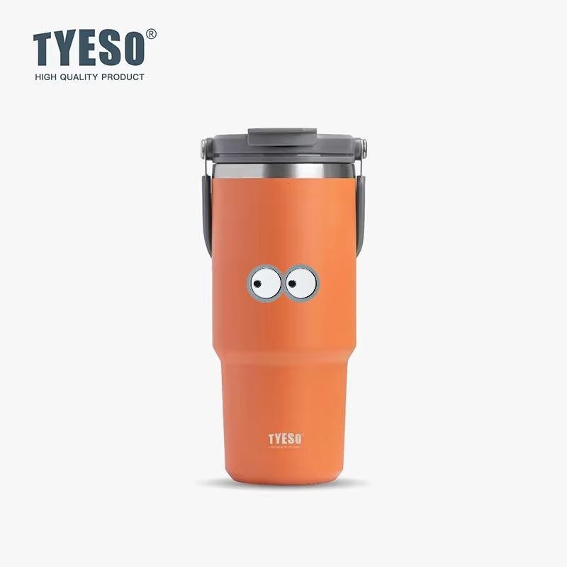 Tyeso 1050ML Big Capacity Travel Mug Vacuum Cup Stainless Steel Coffee Cup Cold Hot Double-layer Insulated Cup Tumbler with Eye Sticker