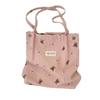 Adorable Corduroy Bear Print Canvas Tote Bag Spacious Soft Shoulder Bag For Students