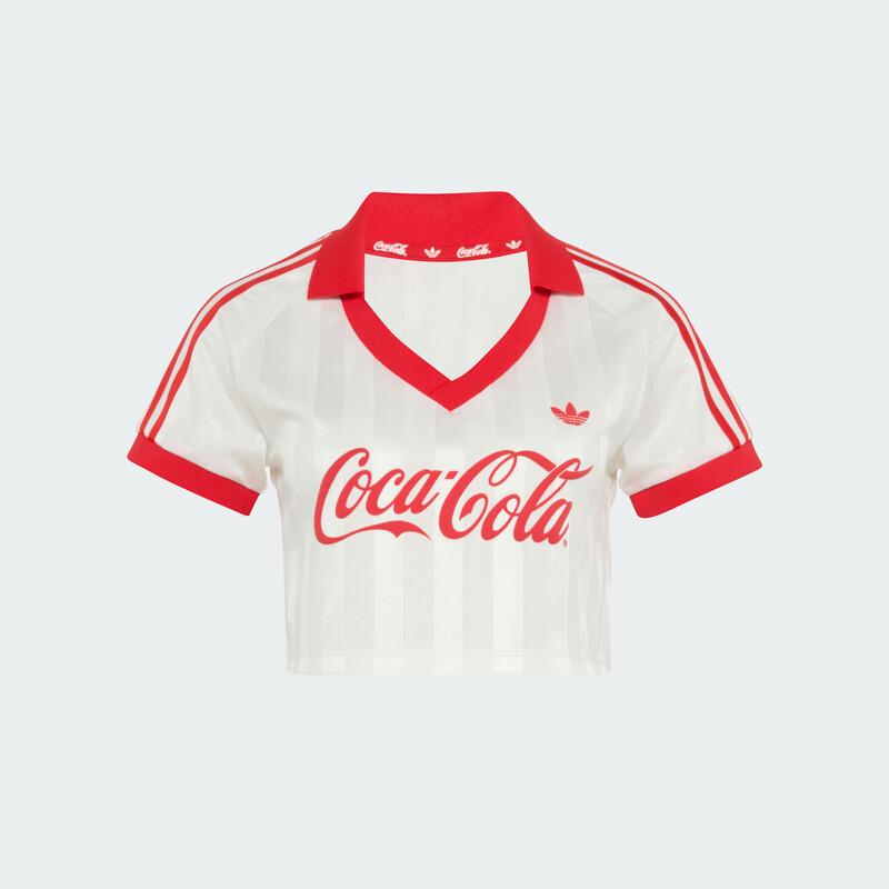 adidas Женская ретро-футболка с V-образным вырезом из вязаного полотна Originals x Coca-Cola
