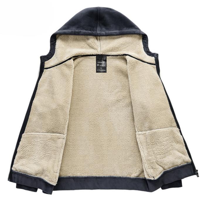 Мужской зимний комплект из флиса «Серебристая лиса»: Худи на флисовой подкладке и подходящий костюм, модная повседневная одежда