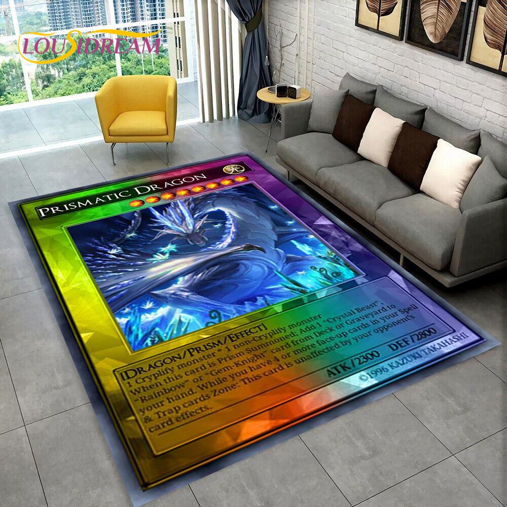Monster Gold Card Cartoon Yu-Gi-Oh Anime Blue Eyes Dragon Game Carpet Rug for Bedroom Living Room Home Sofa Decoration, Коврик для пола
