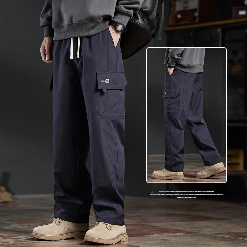 Мужские прямые повседневные брюки, свободные модные брюки-карго