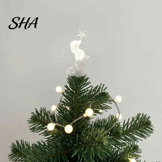 Dog Lover Holiday Gift Metal Christmas Tree Topper, 11.81 Inch Cute Dachshund Topper Reusable Decor Ornament with Star, Decoration, Gifts for