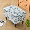 Чехол для пуфа с цветочным принтом, прямоугольный эластичный чехол для стула, чехол для пуфа из спандекса, защитная мебель для гостиной