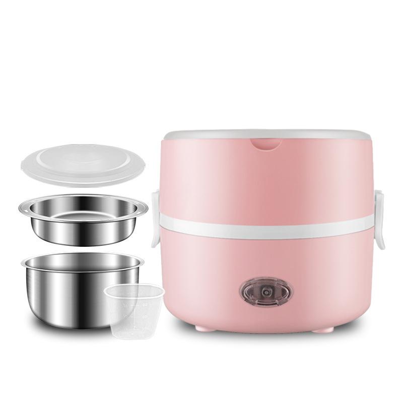 220V Home School Electric Heating Lunch Box Stainless Steel Portable Steam Rice Cooker 200W Food Warmer Container Multi-layer