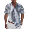 Men's Casual Striped Hawaiian Shirt - Short-Sleeved Summer Fashion