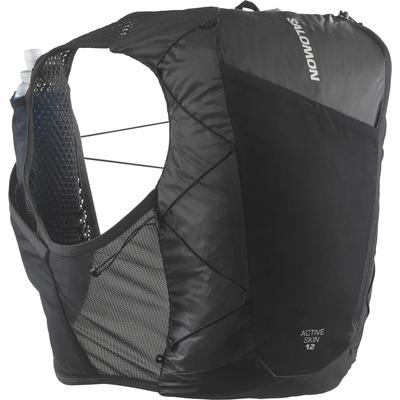 Жилет-рюкзак SALOMON Hydration Vest, рюкзак ACTIVE SKIN 12 SET, унисекс, XS, ЧЕРНЫЙ/МЕТАЛЛИЧЕСКИЙ
