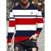 Men's Elegant Striped Contrasting Long Sleeved T-shirt - Casual and Comfortable Fit