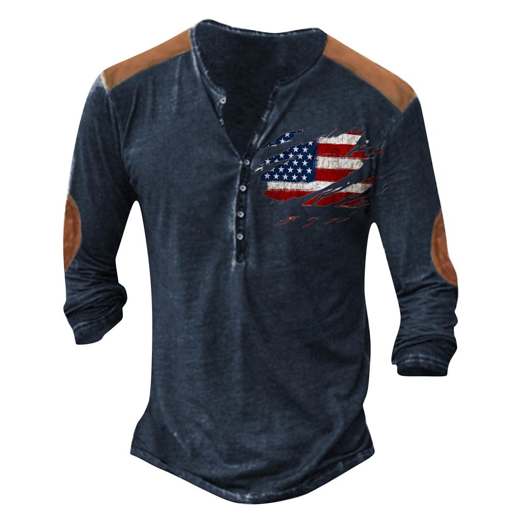 Мужская футболка с принтом на открытом воздухе, свободный топ с длинными рукавами на пуговицах в стиле ретро