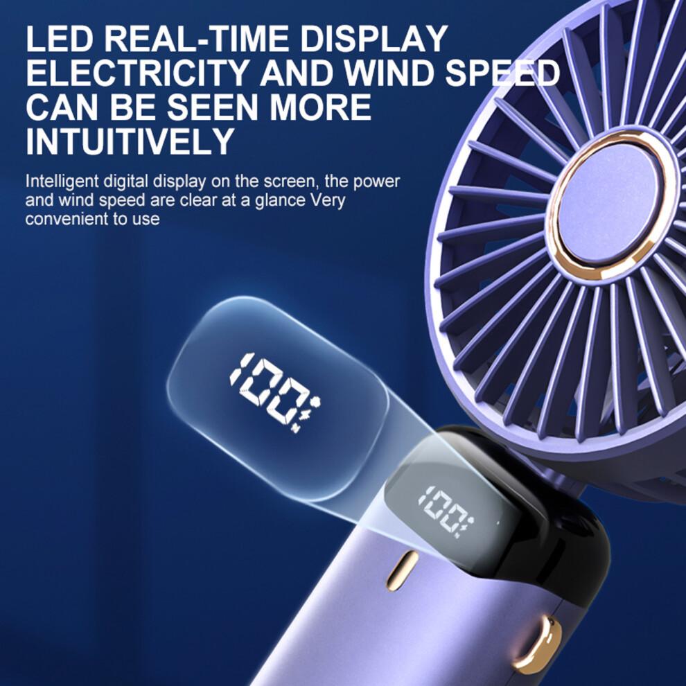 Mini Portable Handheld Fan 5 Speeds, 90 Foldable, Rechargeable, 190g