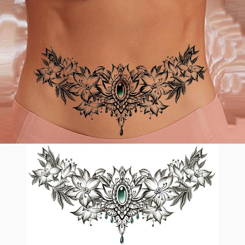 Тату-наклейка на грудь с трехсторонним Буддой и цветком дракона через плечо, новая полудоспешная буквенная тату-наклейка против пота