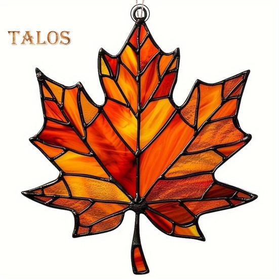 Maple Leaf Acrylic Pendant 3.9inch Window Wall Hanging Ornament Fall Maple Panel Suncatcher for Harvest Thanksgiving Autumn Party Supplies