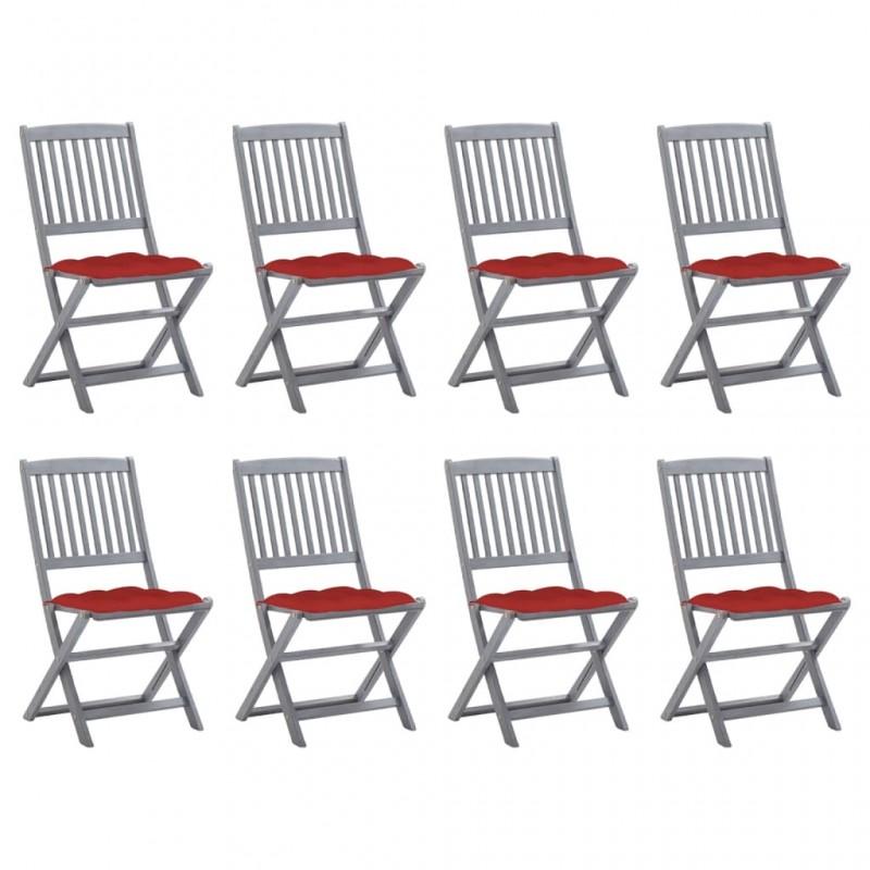 Day and Night - Day and Night Folding Garden Chairs 8 Units and Cushions Solid Acacia Wood
