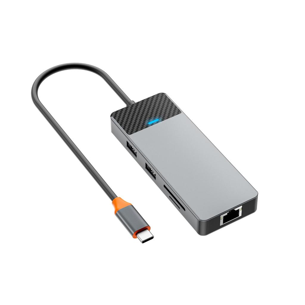 Многопортовый USB-C хаб WIWU: 4 USB, 100 Вт PD, USB-C 3.1, SD/TF, LAN-адаптер