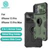 NILLKIN Чехлы для телефонов iPhone 15 Pro Max CamShield Armor Case Ring Light с подставкой и держателем для телефона Задняя крышка