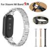 Mi Band 9 Bilaguzuk Metall Yupqa Elegant Qo'l Bilagi uchun Xiaomi Mi Band 8 Bilaguzuk Ayollar uchun Bling Soat Tasmasi Tasmasi Qotishma Kumush