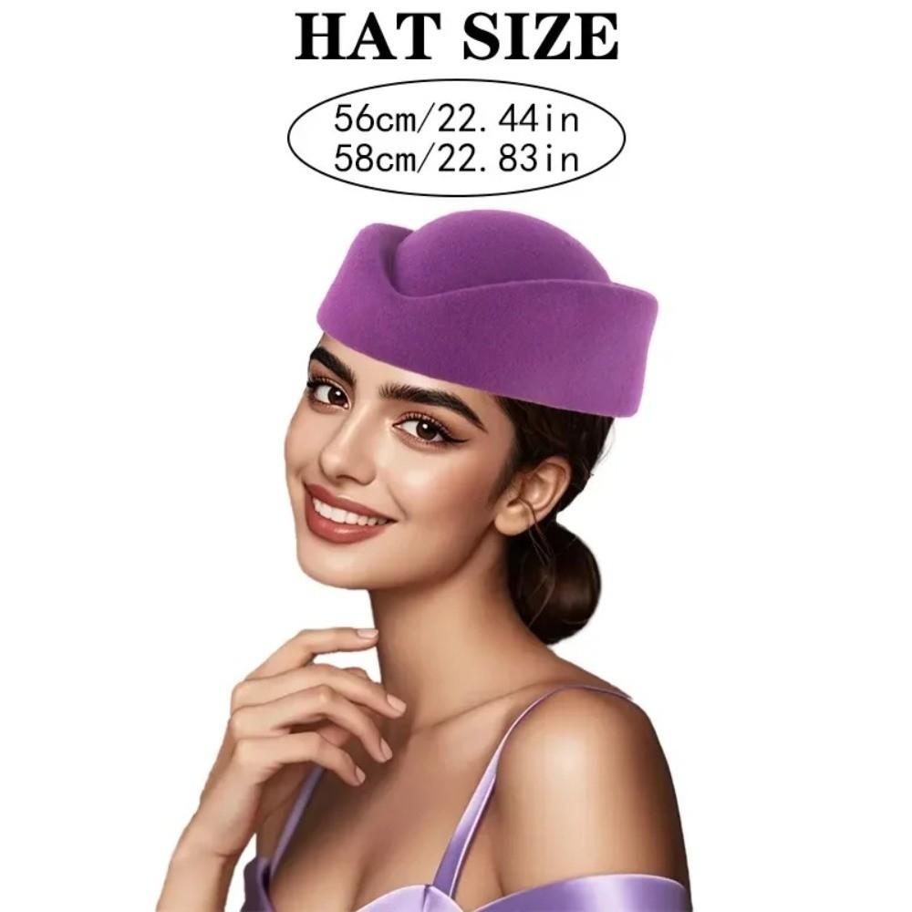 Формальная шляпа стюардессы Однотонный фетровый берет Модная шляпа бортпроводника Женские головные уборы