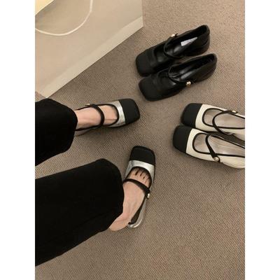 Французский маленький ароматный стиль, сочетание цветов, квадратный носок, туфли Мэри Джейн из маленькой кожи, женские туфли на толстом каблуке, нежные вечерние туфли, средний и высокий каблук, лоферы