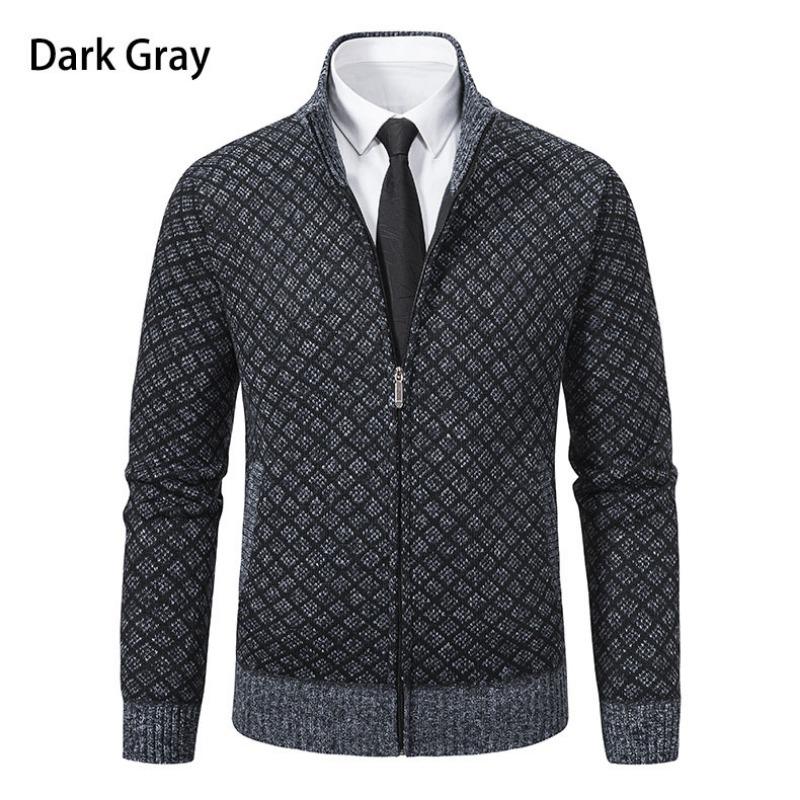 Men S Fashion Plaid Jacket Loose Fit Long Sleeve Casual Knit Coat