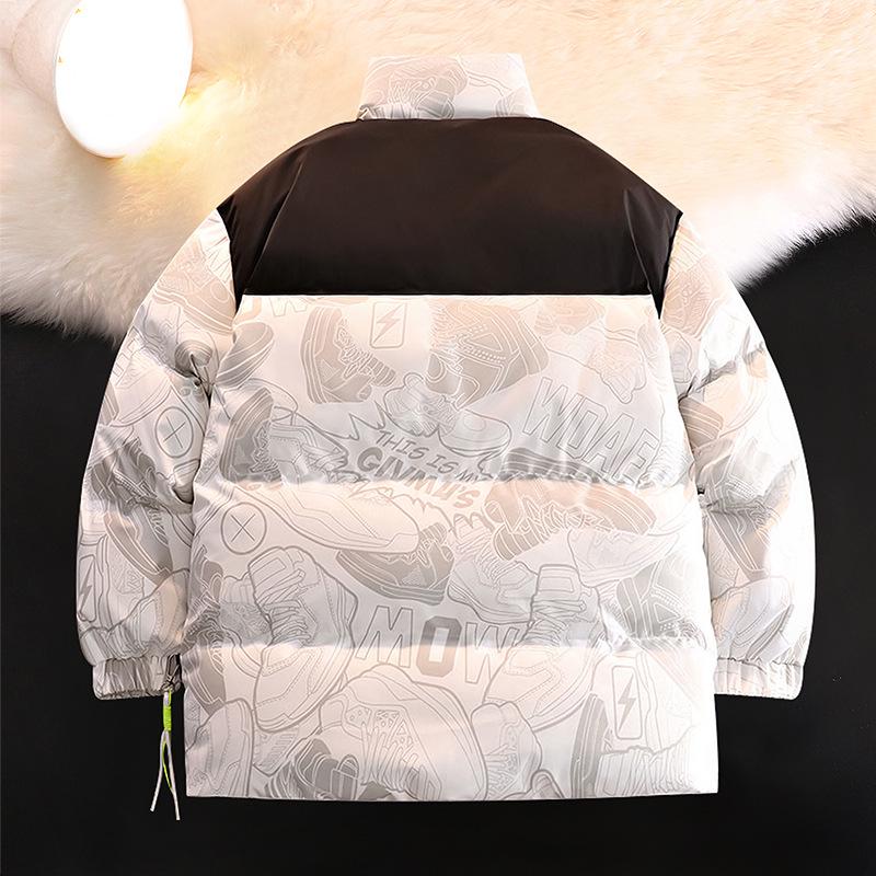 Мужская молодежная двухсторонняя хлопковая зимняя куртка с воротником-стойкой