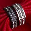 Кольцо широкой ширины, неувядаемая титановая сталь, двойные ряды, стразы, ювелирные изделия унисекс для свадебной вечеринки