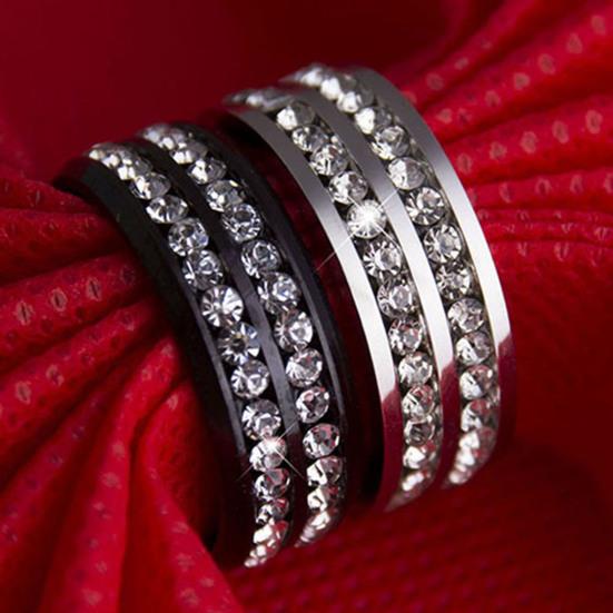 Кольцо широкой ширины, неувядаемая титановая сталь, двойные ряды, стразы, ювелирные изделия унисекс для свадебной вечеринки