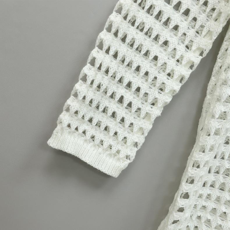 Летний женский солнцезащитный крем, свободный круглый вырез, сексуальный вязаный свитер, вязаный пуловер, накидка с длинными рукавами