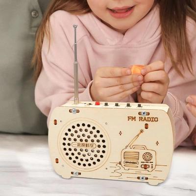 Деревянный Радиоприемник Модель для Сборки DIY Поделка Интерактивные Строительные Игрушки Обучение Студентов
