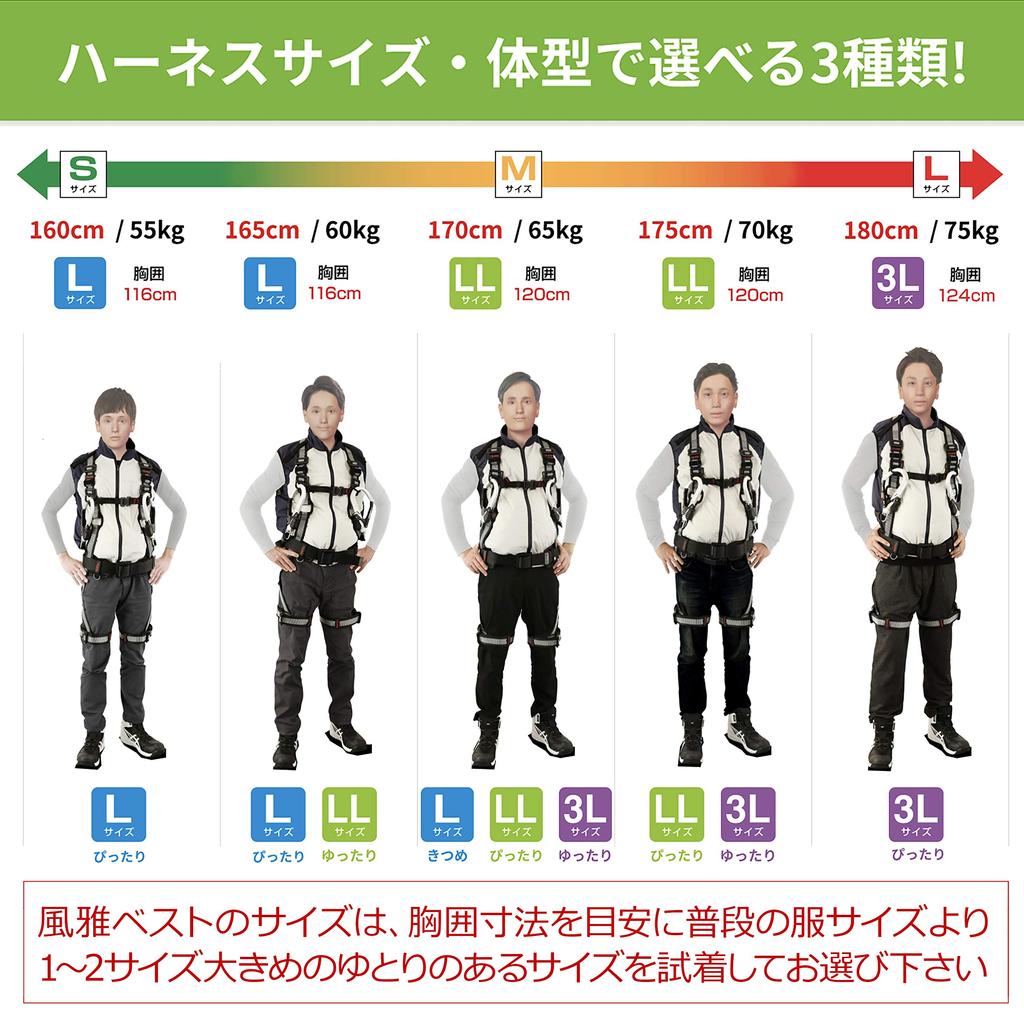 TAJIMA Cool Fan Vest That Allows Wind To Pass Through Even When Wearing a Harness Super 3D Mesh with Good Ventilation Large Capacity Battery That Can