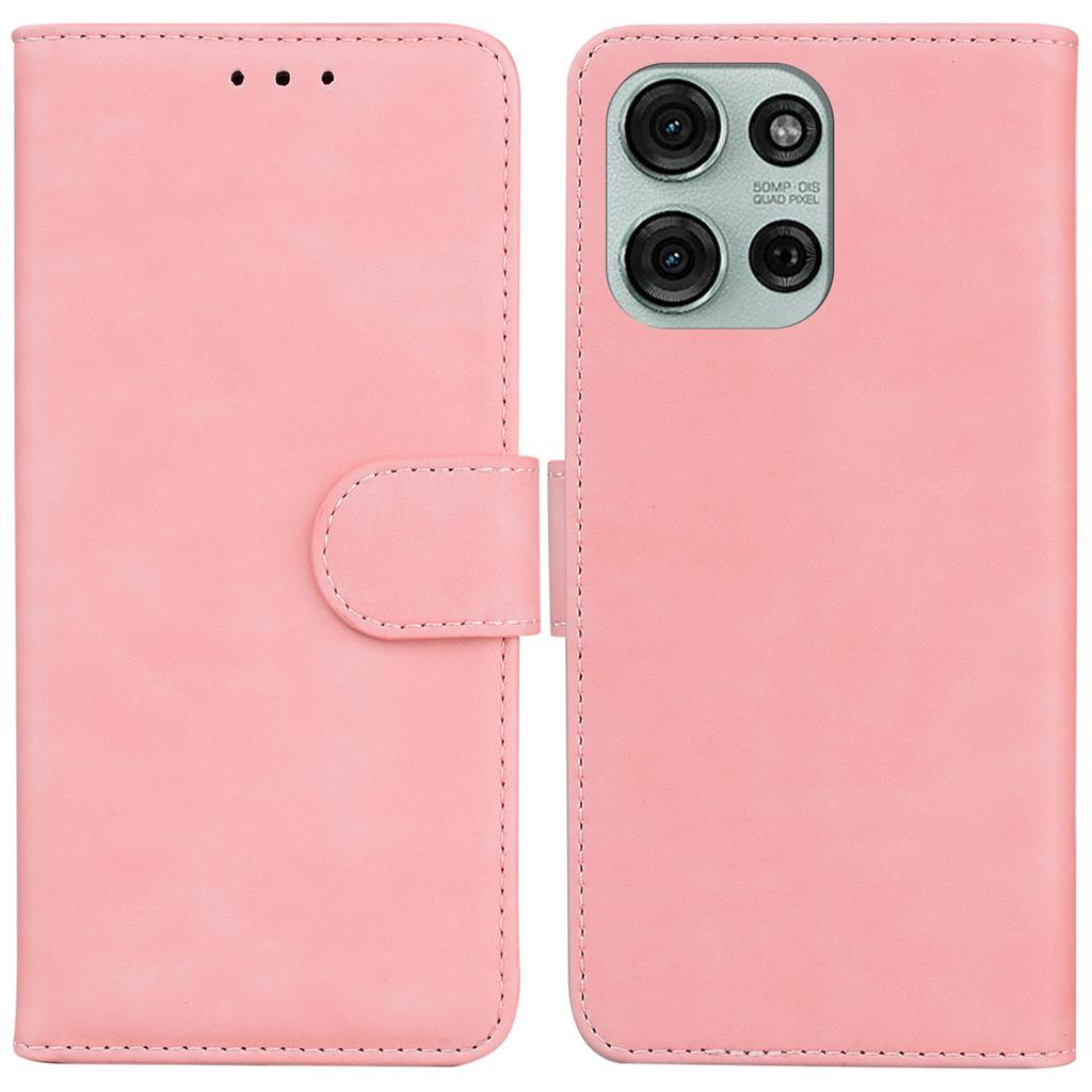 For Motorola Moto G75 5G Case Solid Color Leather Wallet Phone Cover