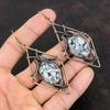 Серьги Pinolith Jasper Медная проволока Серьги в обертке Ювелирные изделия из драгоценных камней Дизайнерские серьги ручной работы Pinolith Jasper Медные украшения Подарки для мамы